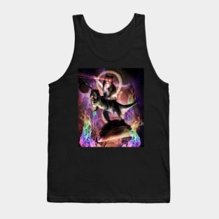 Evil Space Laser Cat On Dinosaur Unicorn On Taco Tank Top